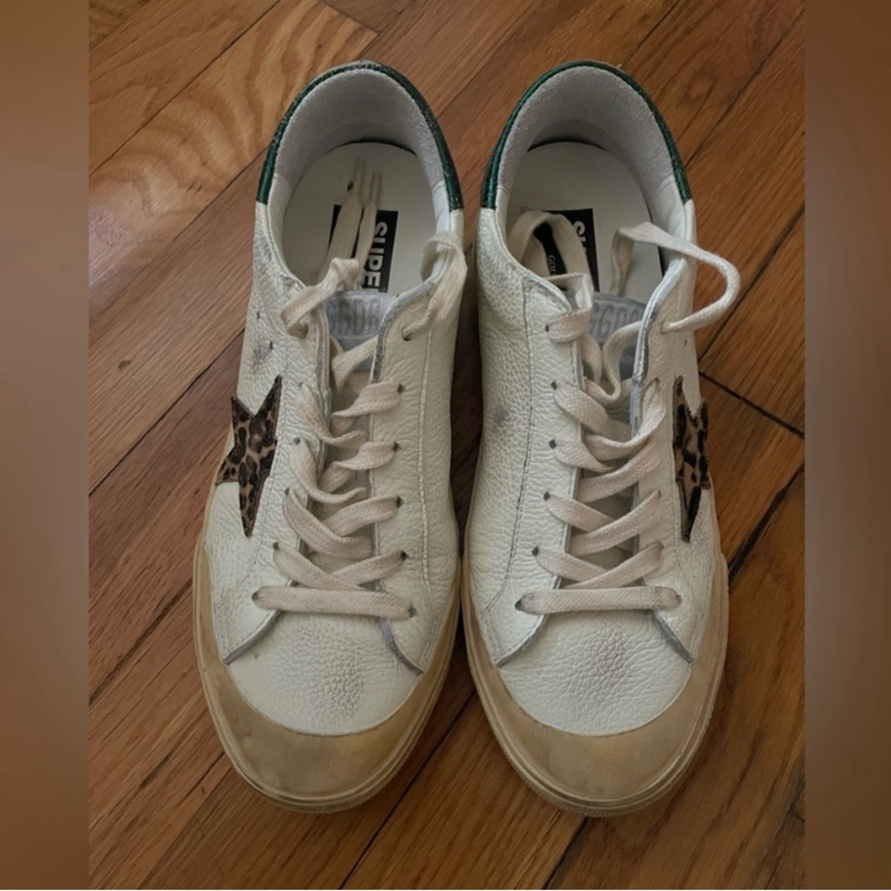 Golden Goose White and Green Sneakers - Picture 7 of 12